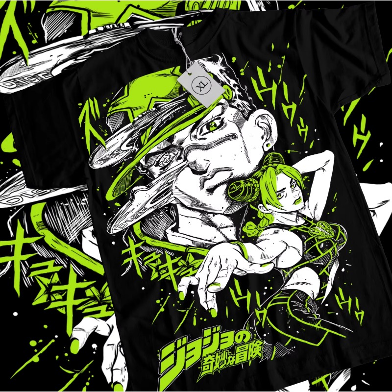 Jojo Anime Merchandise - Тенденция лета 2025, нейтральная черно-белая футболка